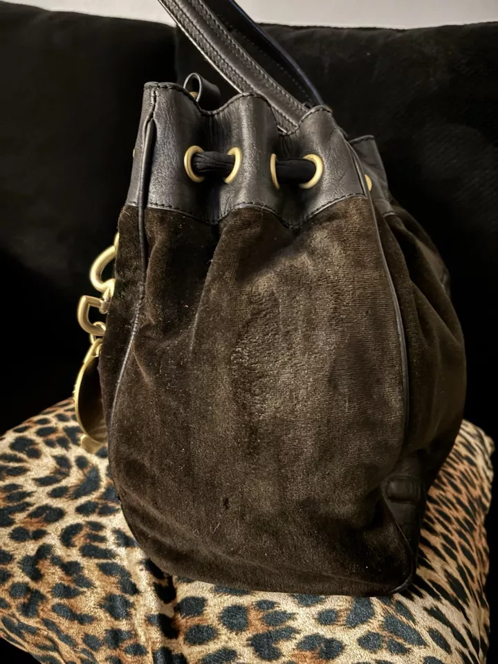 Vintage Juicy Couture Daydreamer Bag Glamorous USA Black Velour Y2K