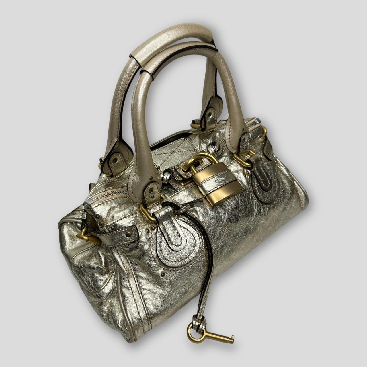 PreOwned CHLOÉ Paddington Bag Metallic Light Gold Color
