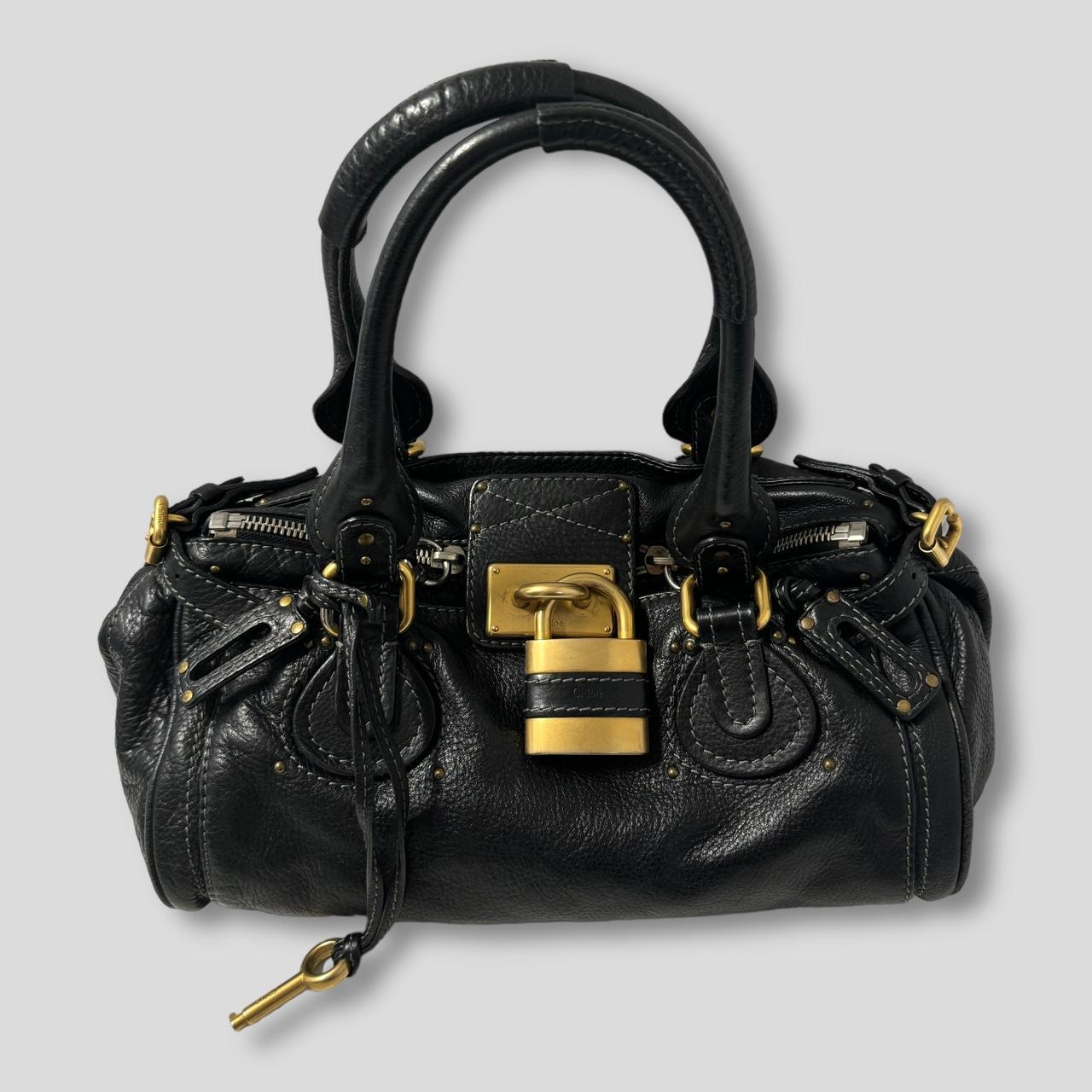 PreOwned CHLOÉ Paddington Bag Black Leather With Gold Lock Hardware