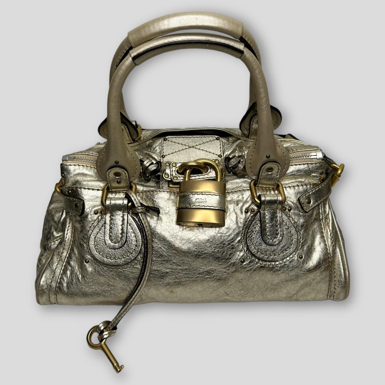 PreOwned CHLOÉ Paddington Bag Metallic Light Gold Color