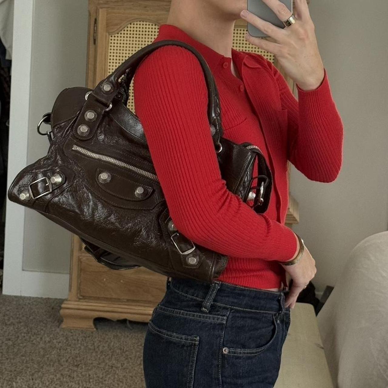 Balenciaga City Bag – Large with Silver Hardware in Chocolate Brown