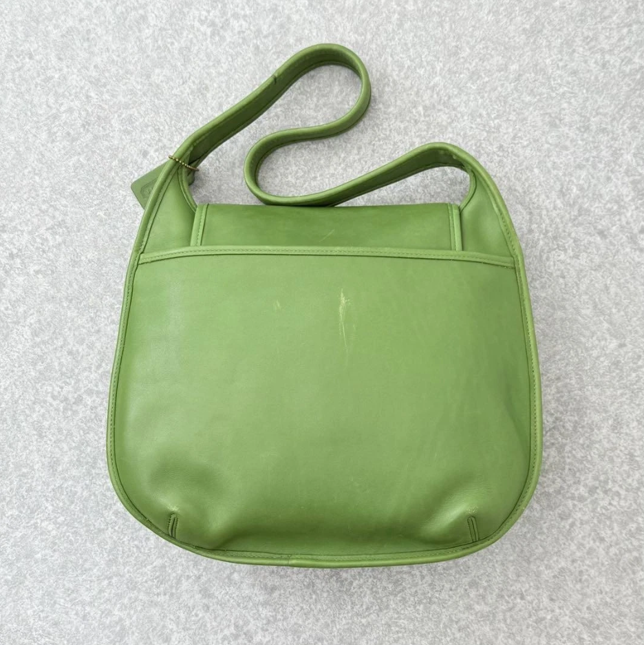 Rare Vintage Coach Ergo Flap Shopper – Leaf Green Glovetanned Leather – Grab & Shoulder Bag