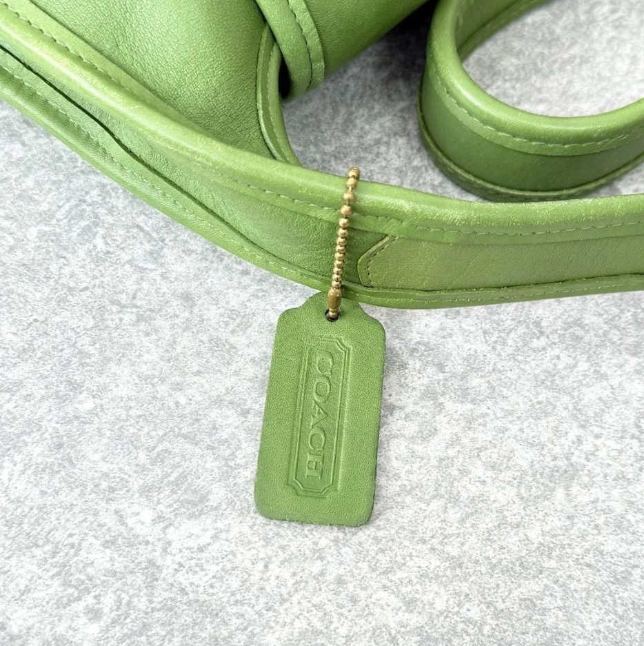 Rare Vintage Coach Ergo Flap Shopper – Leaf Green Glovetanned Leather – Grab & Shoulder Bag