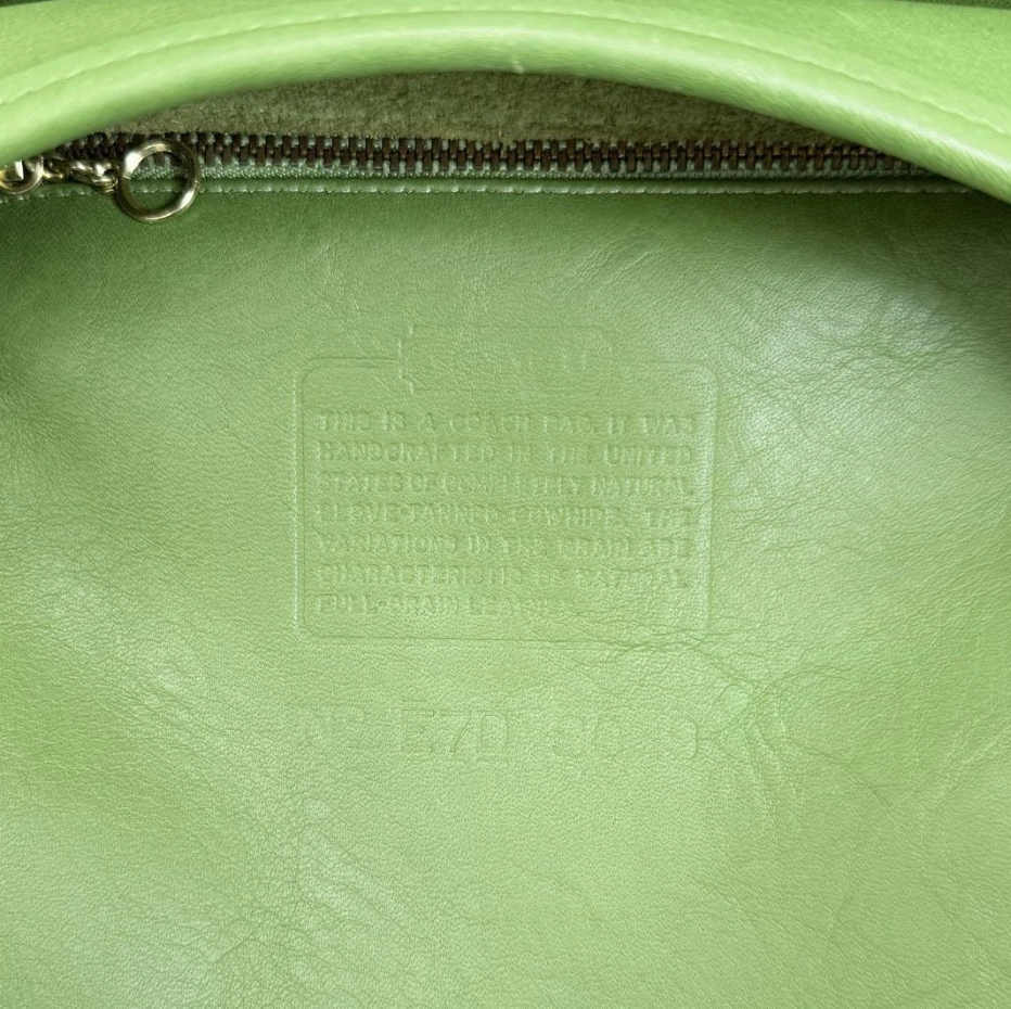 Rare Vintage Coach Ergo Flap Shopper – Leaf Green Glovetanned Leather – Grab & Shoulder Bag