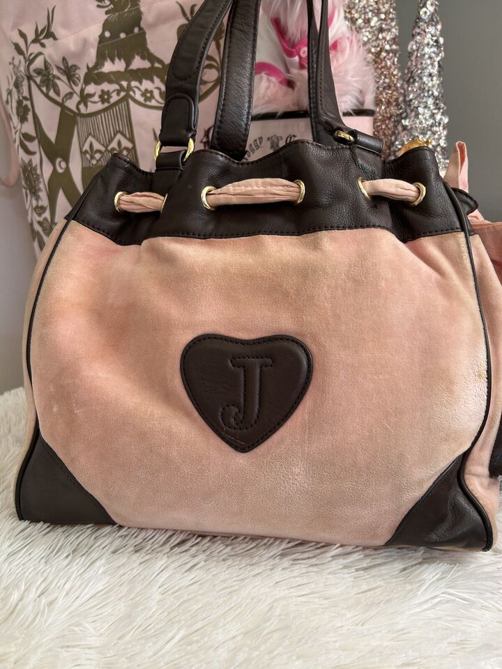 Vintage Juicy Couture Pink Velour Daydreamer Bag Purse Scottie Dog Y2K