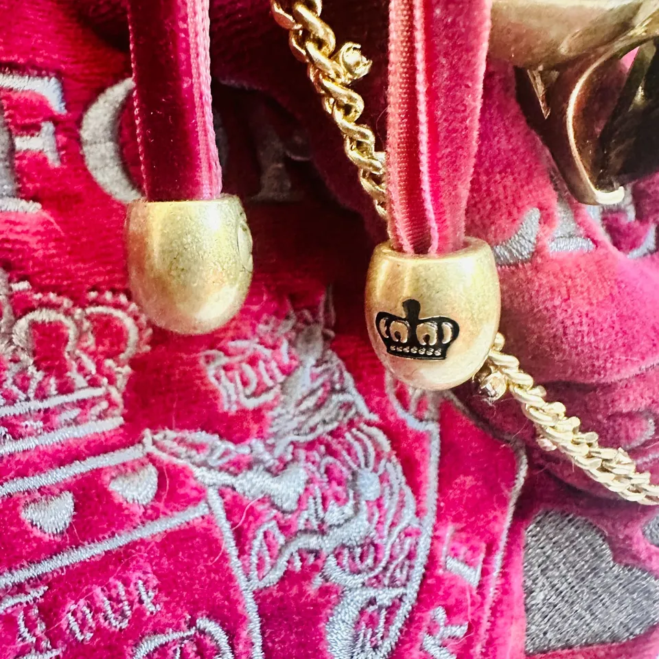 Y2k Juicy Couture "Juicy is for Life" Ring Bling Velour Shoulder Bag Rare