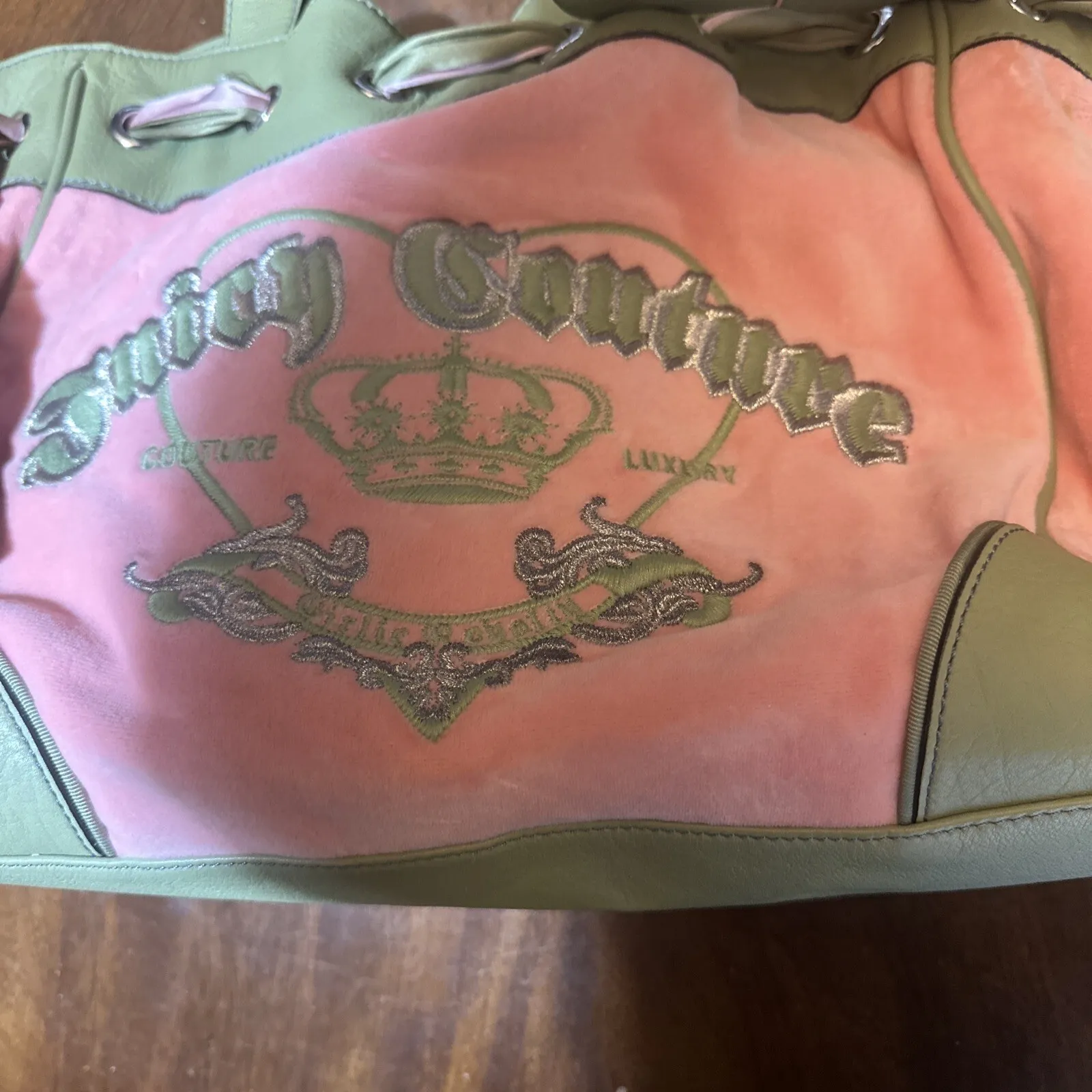 Vintage Pink Green HandBag PomPom Juicy Couture Daydreamer Bag Purse Y2K Barbie