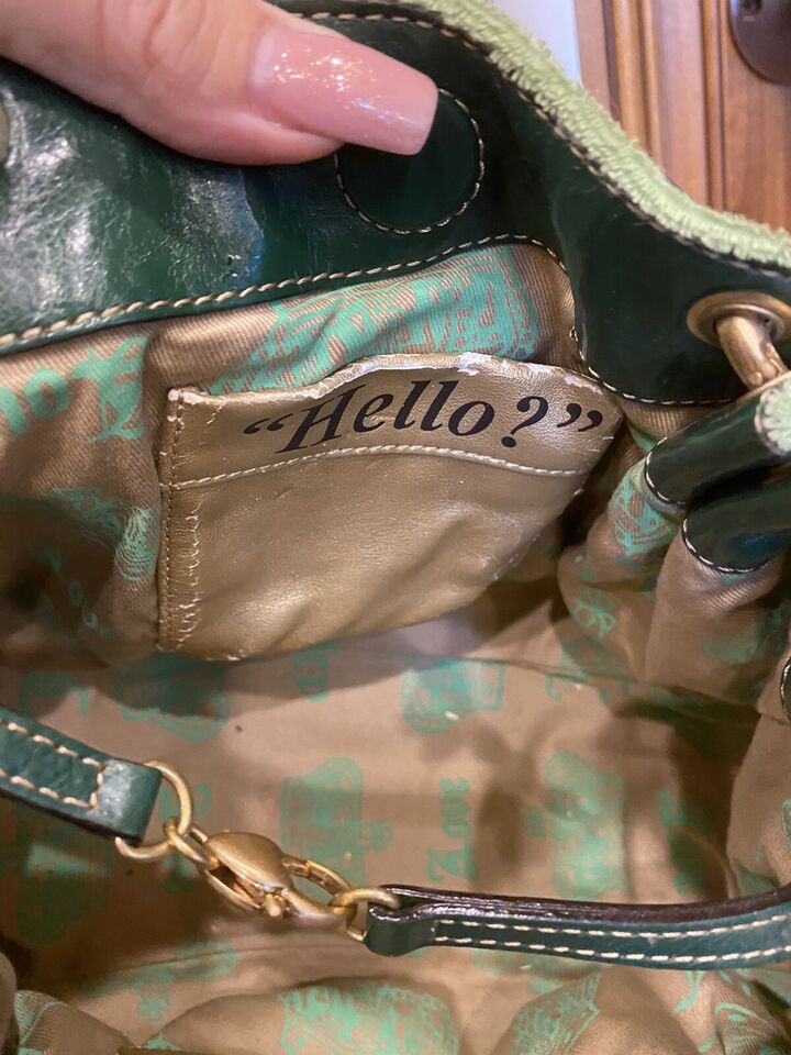 Vintage Juicy Couture Green and Brown Velour Shoulder Bag Purse Handbag Y2K