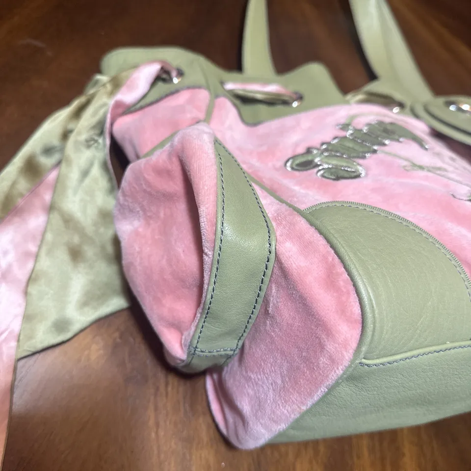 Vintage Pink Green HandBag PomPom Juicy Couture Daydreamer Bag Purse Y2K Barbie