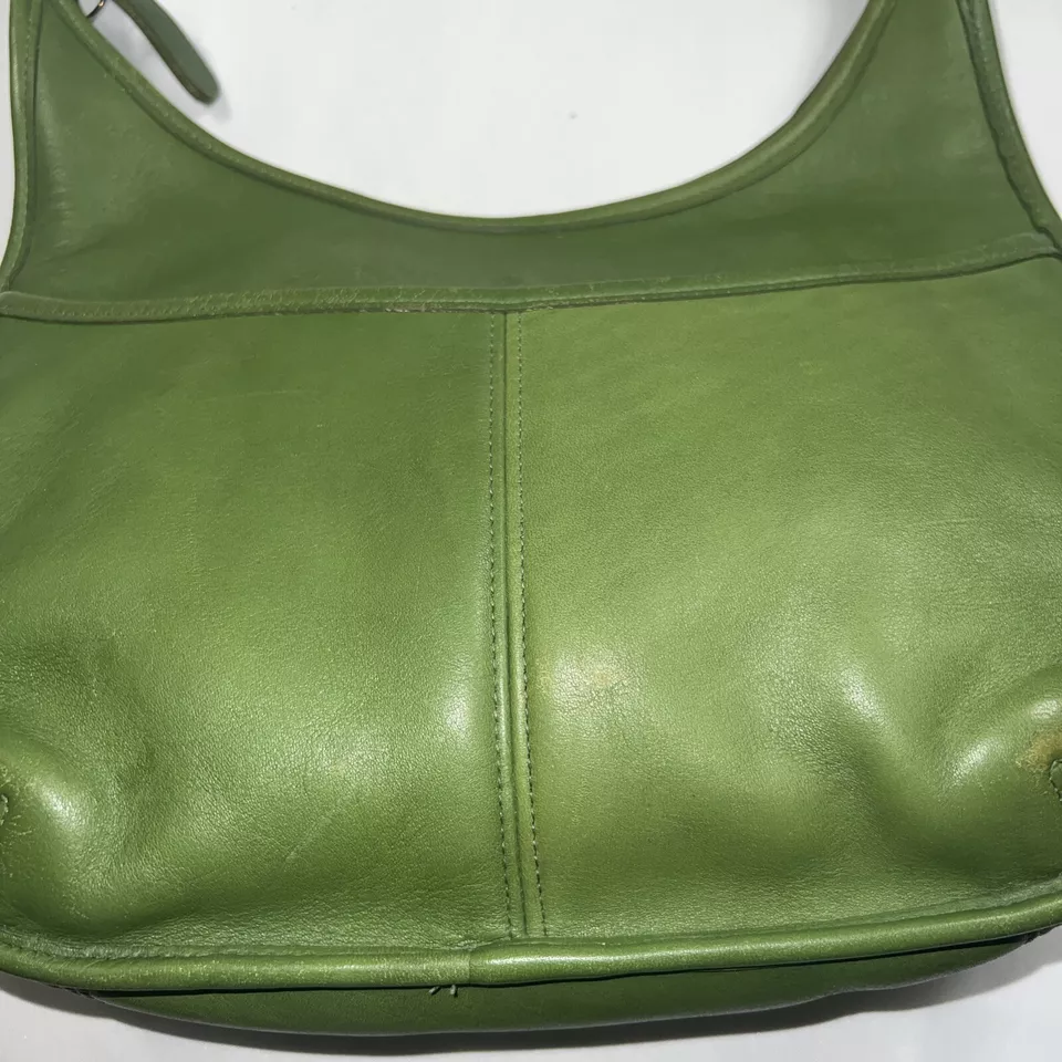 Rare Old Coach Ergo One Shoulder Bag Leaf Green POCKET ZIP 9033 Leather Vintage