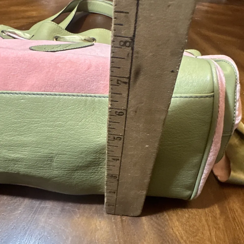 Vintage Pink Green HandBag PomPom Juicy Couture Daydreamer Bag Purse Y2K Barbie