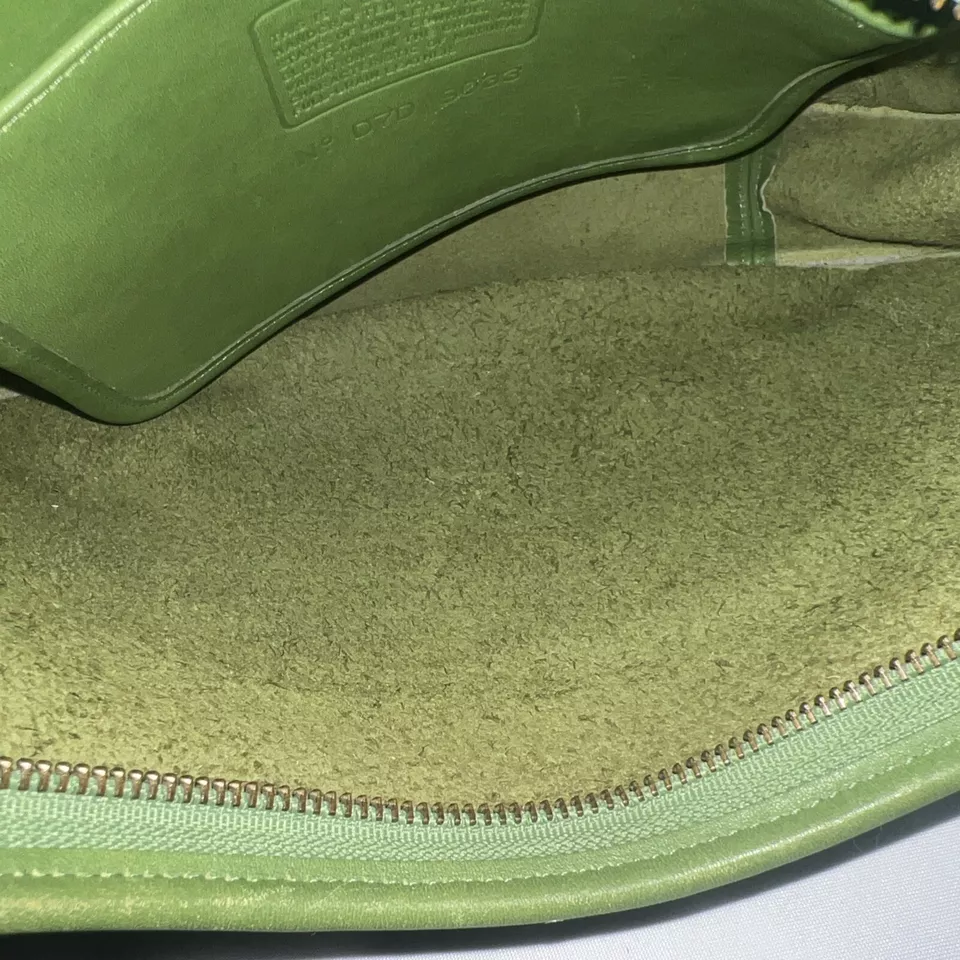 Rare Old Coach Ergo One Shoulder Bag Leaf Green POCKET ZIP 9033 Leather Vintage