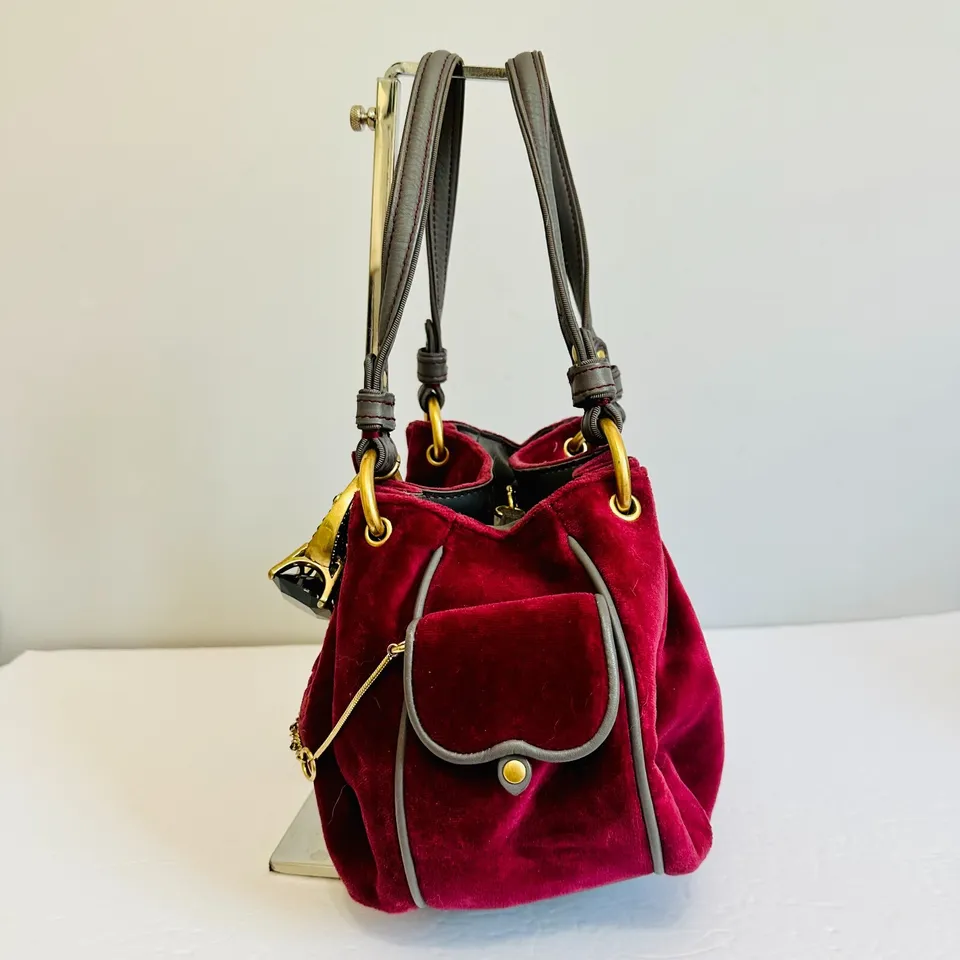 Y2k Juicy Couture "Juicy is for Life" Ring Bling Velour Shoulder Bag Rare