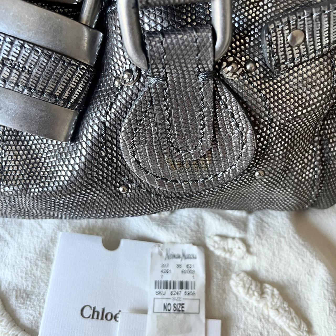 Very Rare Authentic Limited Edition Silver Lizard Chloé Paddington Bag – Silver Hardware