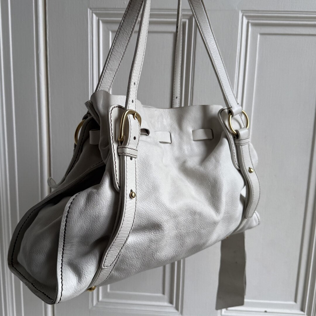 PreOwned Miu Miu Vitello Leather White Tote Bag