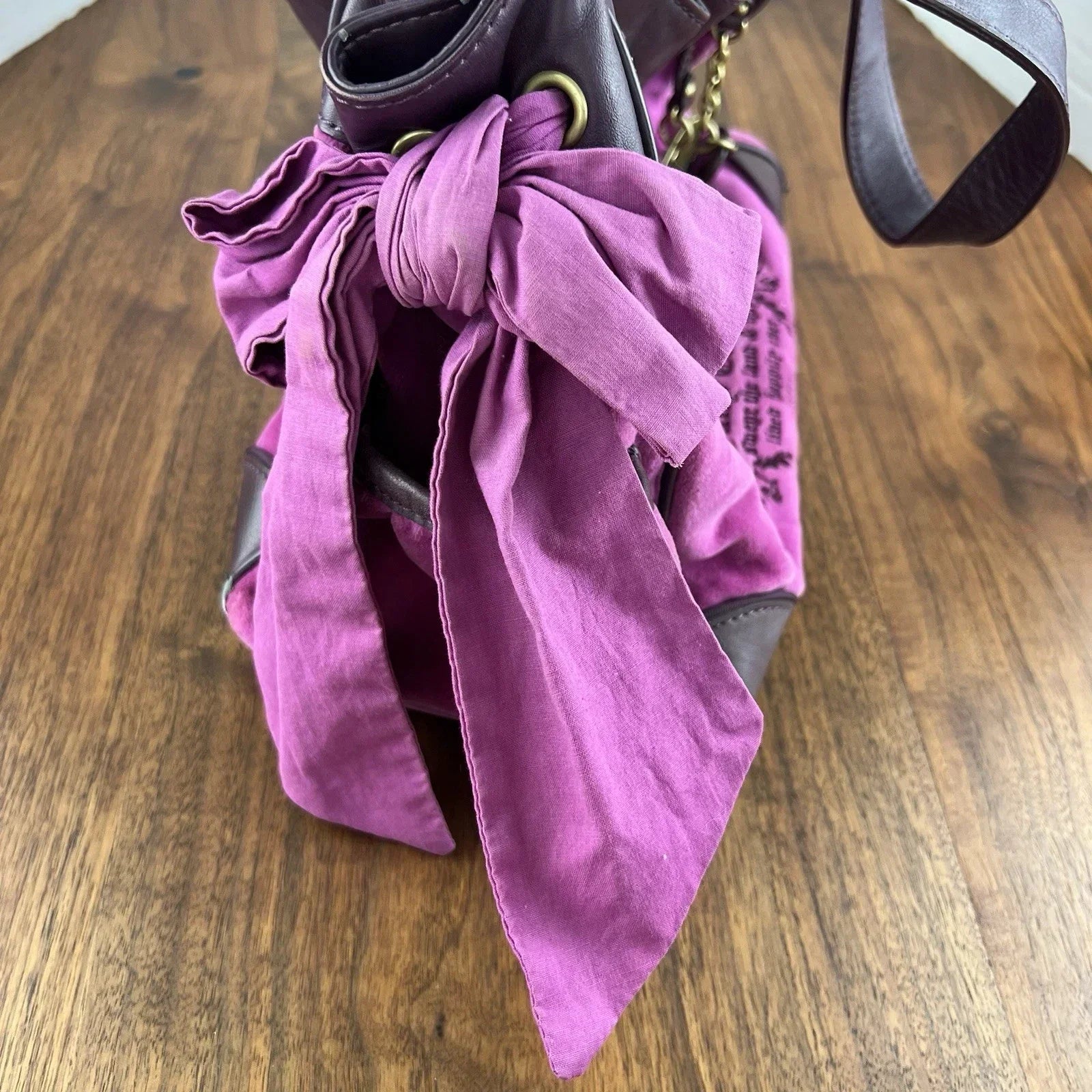 RARE Vintage JUICY COUTURE Y2K Daydreamer Black Velour Bag Royal Purple