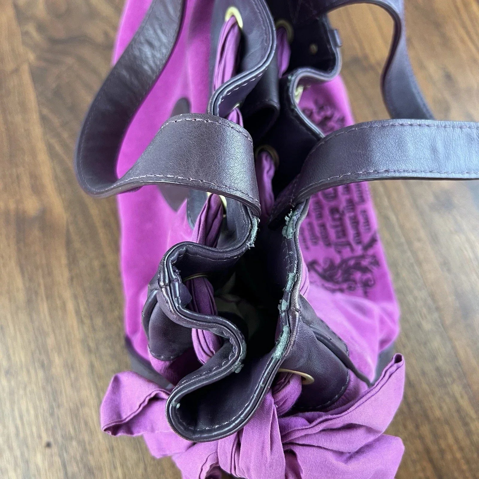 RARE Vintage JUICY COUTURE Y2K Daydreamer Black Velour Bag Royal Purple