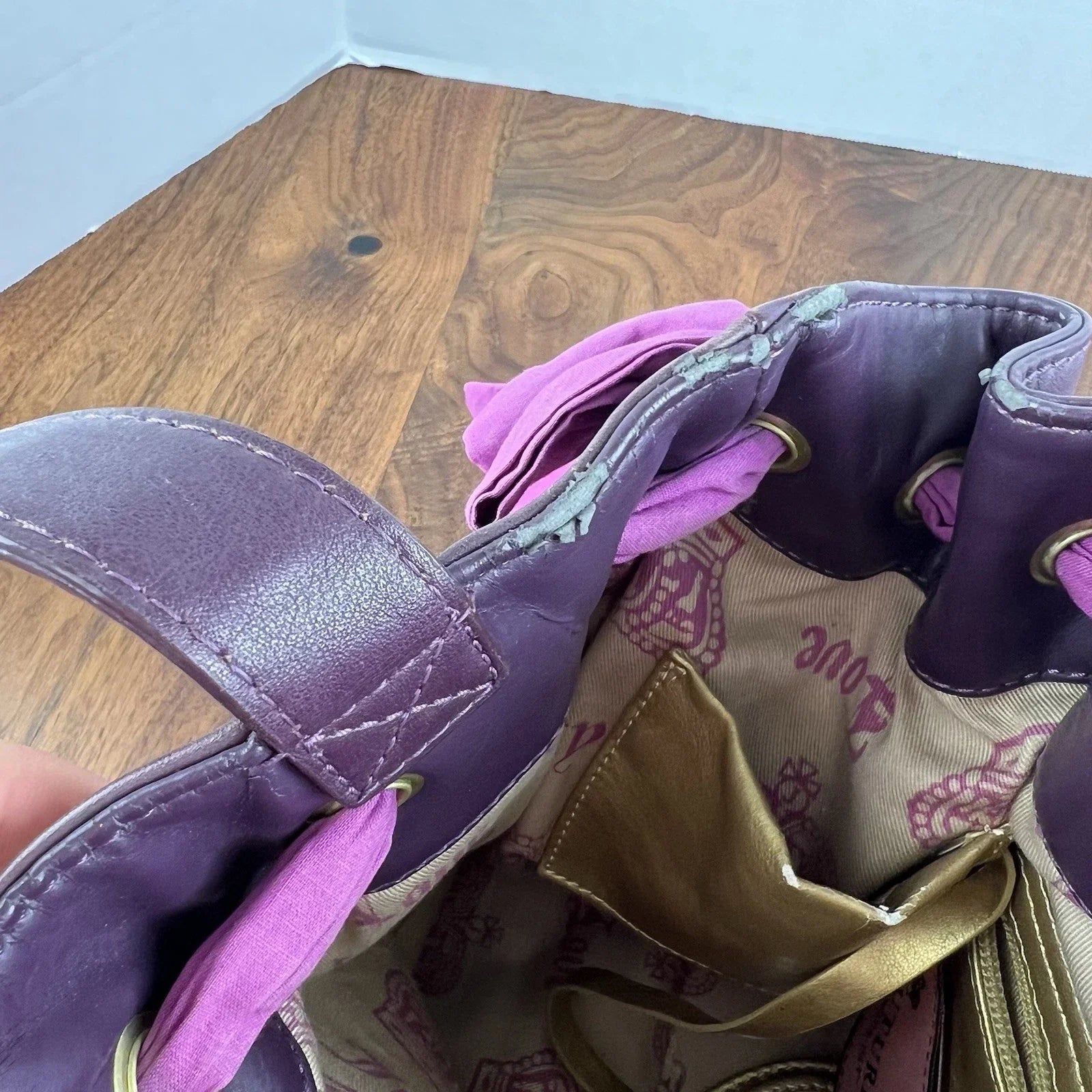 RARE Vintage JUICY COUTURE Y2K Daydreamer Black Velour Bag Royal Purple
