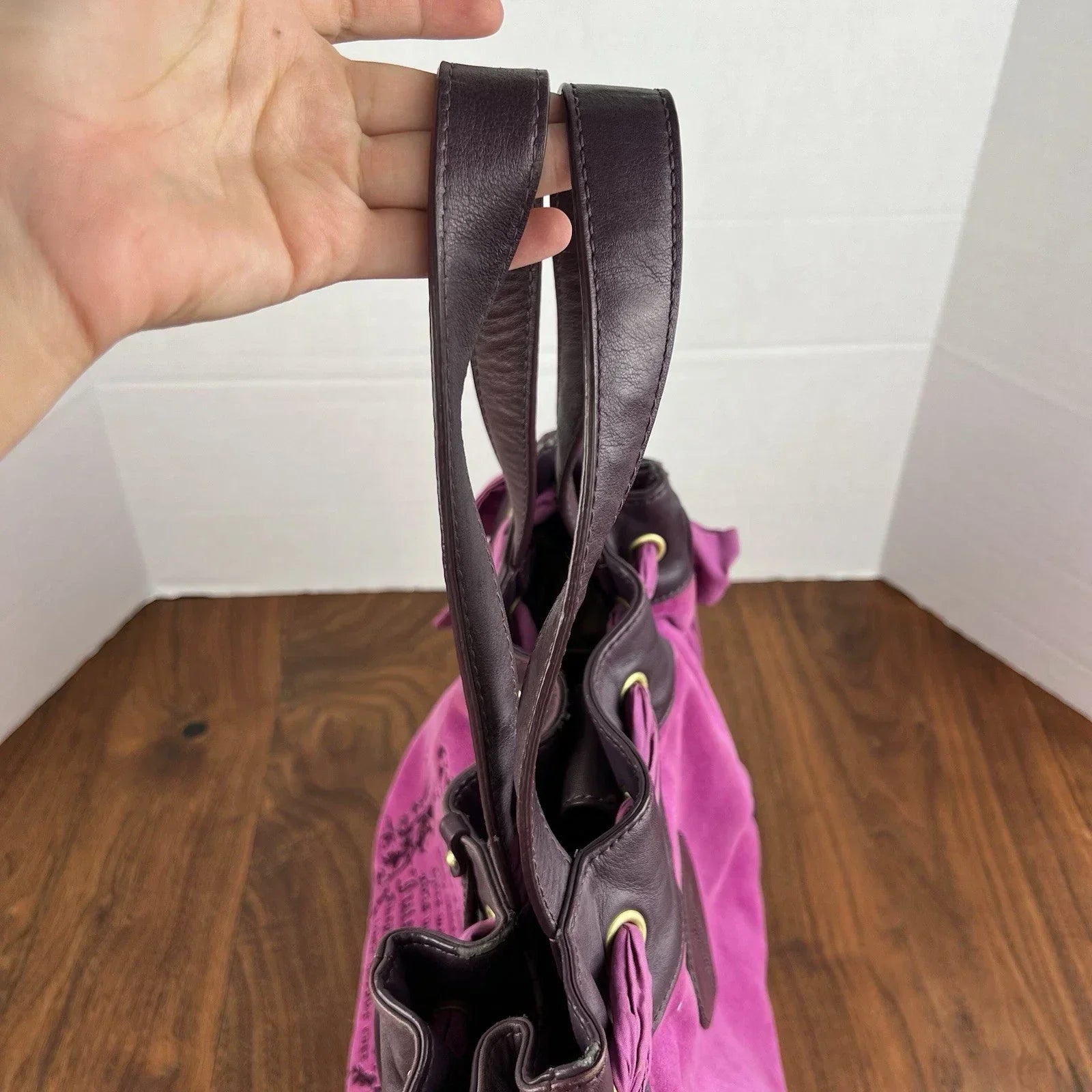 RARE Vintage JUICY COUTURE Y2K Daydreamer Black Velour Bag Royal Purple