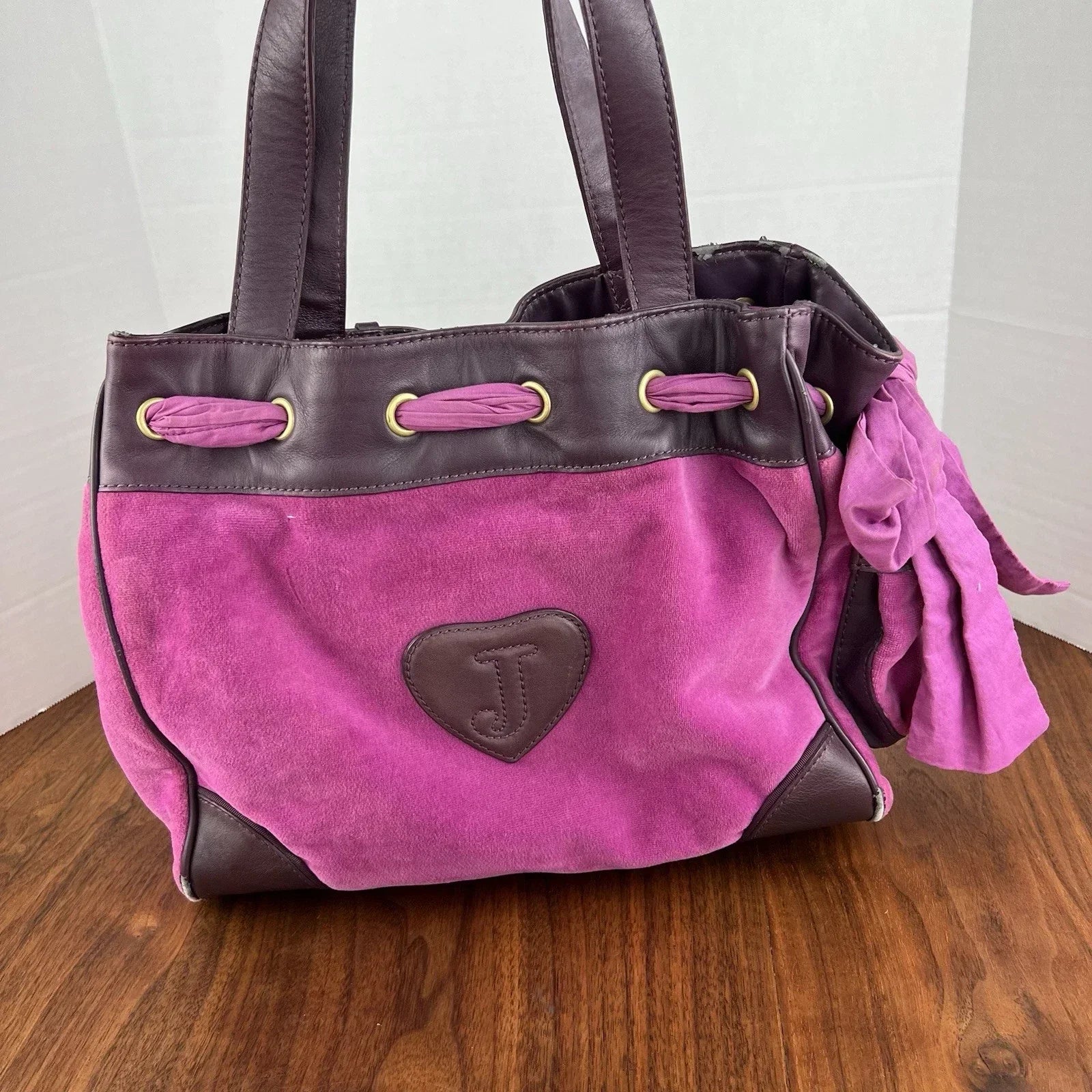 RARE Vintage JUICY COUTURE Y2K Daydreamer Black Velour Bag Royal Purple