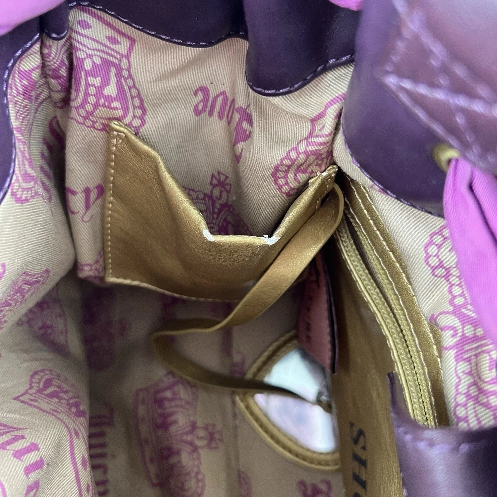 RARE Vintage JUICY COUTURE Y2K Daydreamer Black Velour Bag Royal Purple